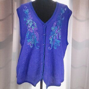 Koret Purple Beaded Button Up Sweater Vest Size 1X